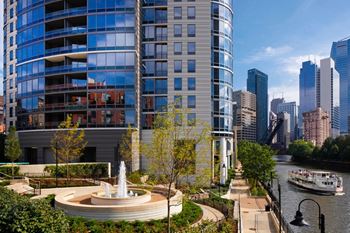 Private terrace area, sundeck fountains, and landscaped river walk - chicago's only backyard in the sky!